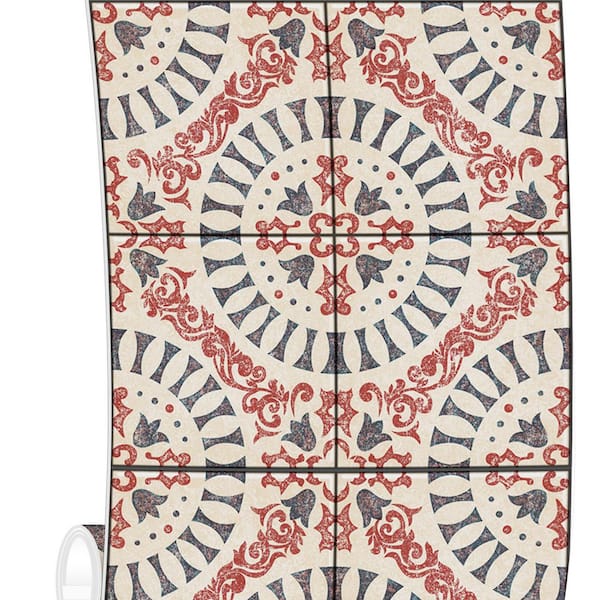 24 in. x 120 in. Vinyl Peel and Stick Backsplash Tile Roll, Multi-Colored Wall Tile for Kitchen (20 sq. ft. / Roll)