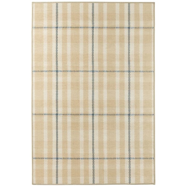 DASH & ALBERT Hallie Plaid Machine Washable Khaki 2 ft. x 3 ft. Indoor Area Rug