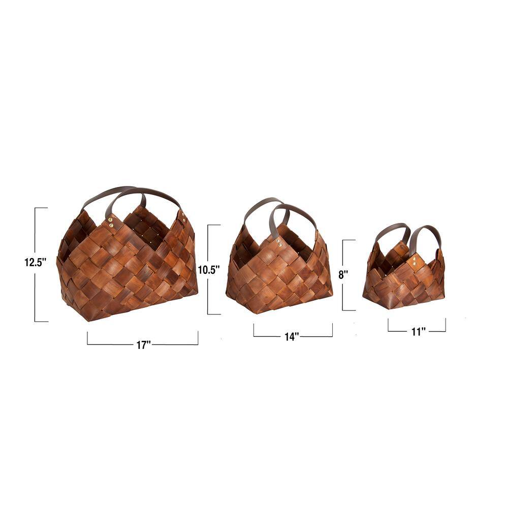 Elegant Rectangular Seagrass Storage Baskets with Leather Handles - Set of 3