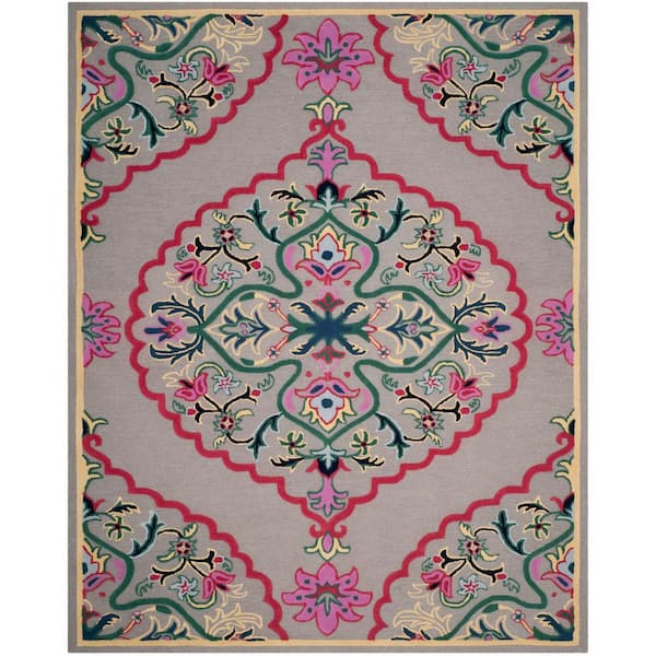 SAFAVIEH Bellagio Dark Gray/Multi 9 ft. x 12 ft. Border Area Rug