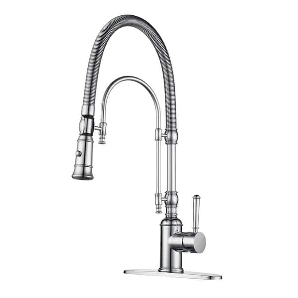 ALEASHA Single Handle Pull Down Sprayer Kitchen Faucet in Chrome