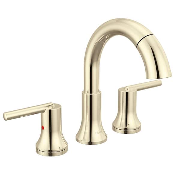 Delta Trinsic 8 in. Widespread Double-Handle Bathroom Faucet with Pull-Down Spout in Polished Nickel