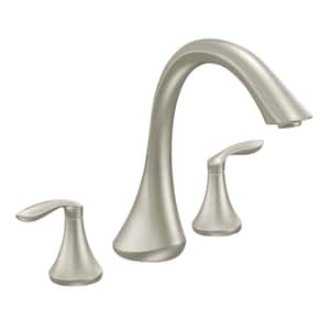 Eva 2-Handle Deck-Mount Roman Tub Faucet Trim Kit in Brushed Nickel (Valve Not Included)