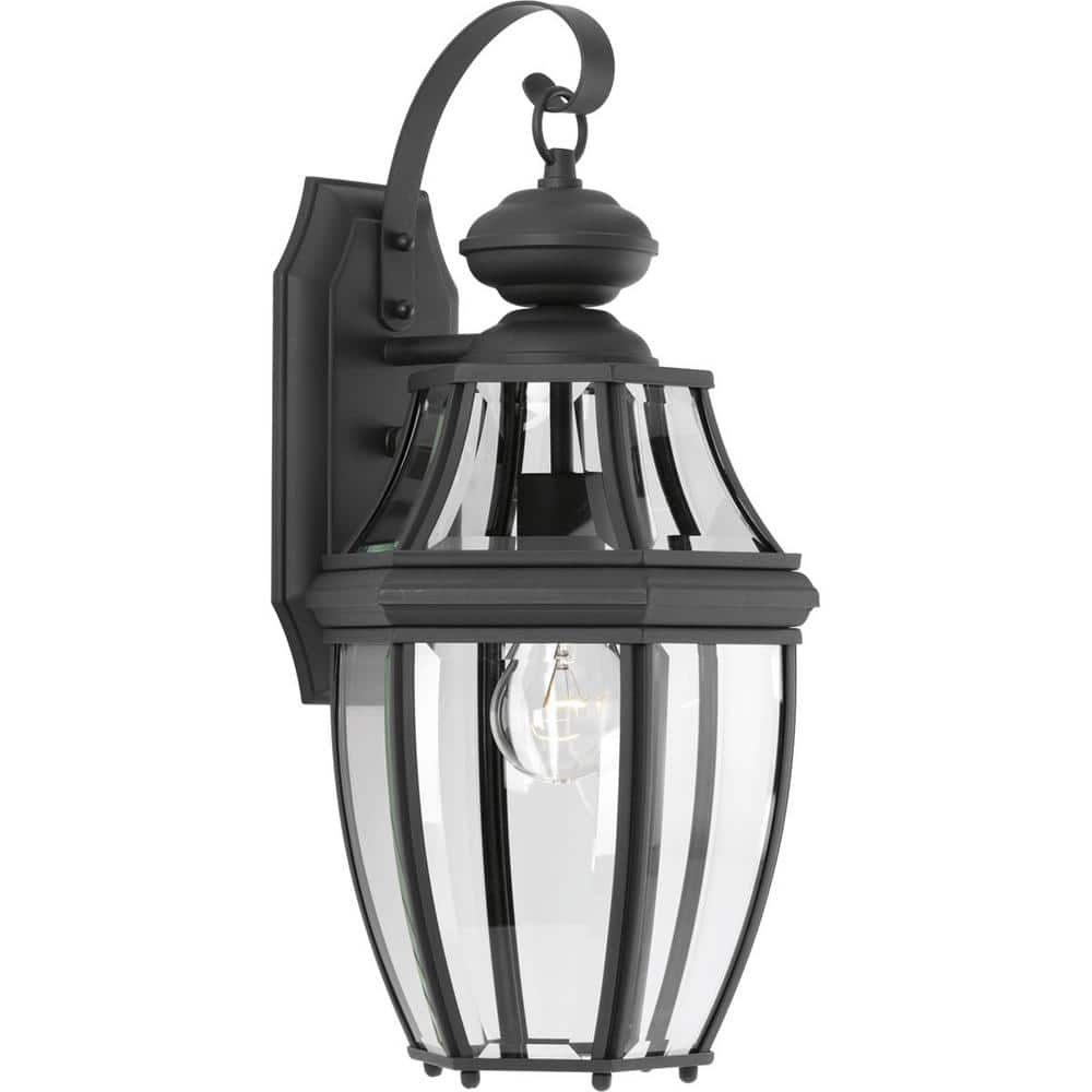 Black Steel 20.25" Outdoor Wall Lantern with Clear Glass