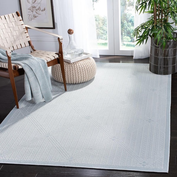Bermuda Light Blue/Ivory 2 ft. x 3 ft. Oversized Diamond Indoor/Outdoor Area Rug