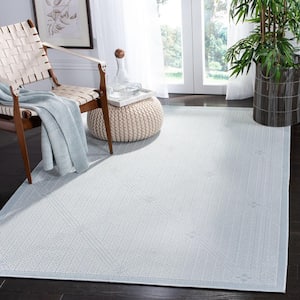 Bermuda Light Blue/Ivory 7 ft. x 7 ft. Square Geometric Indoor/Outdoor Patio  Area Rug