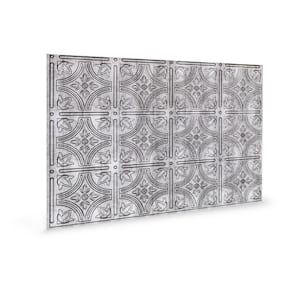 18.5'' x 24.3'' Empire Decorative 3D PVC Backsplash Panels in Crosshatch Silver 9-Pieces