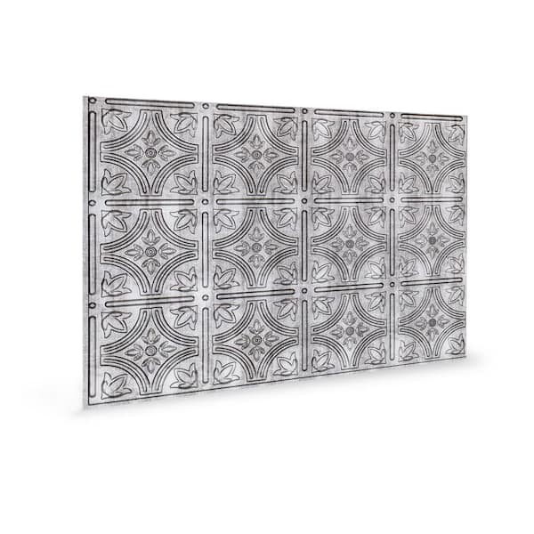 INNOVERA DECOR BY PALRAM 18.5 in. x 24.3 in. Empire Decorative 3D PVC Backsplash Panels in Crosshatch Silver 30-Pieces