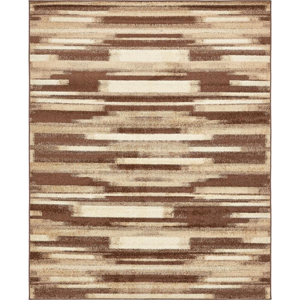 Equinox Beige & Dark Brown 8' x 10' Stain-Resistant Area Rug