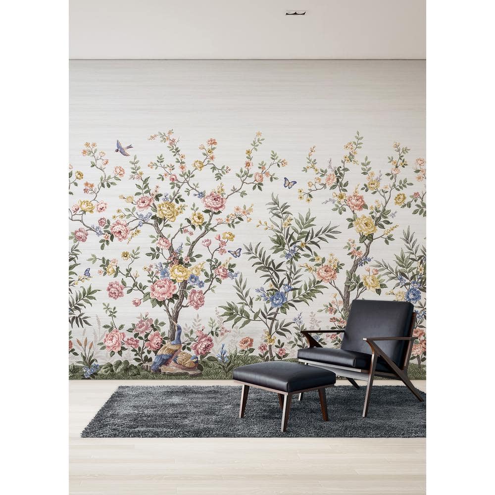 Spring Chinoiserie Soft White Floral Wall Mural