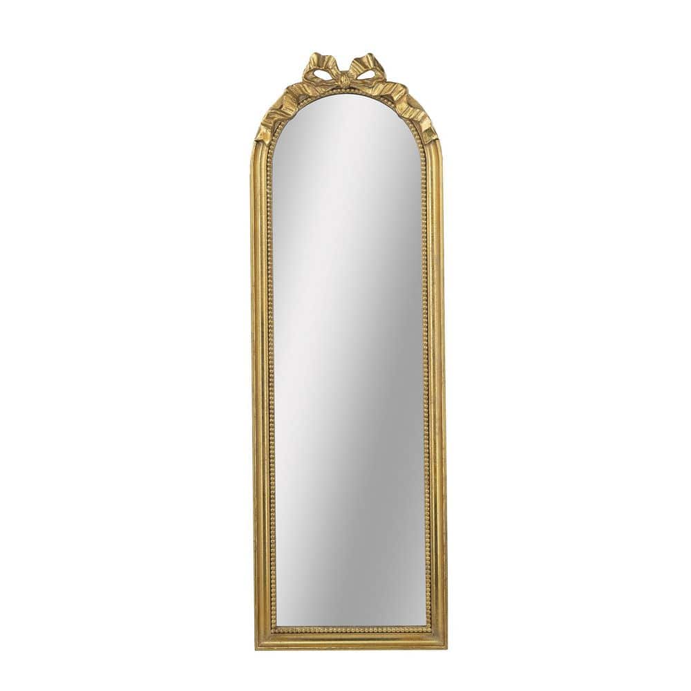 Gold 15.8 in. W x 48.8 in. H Arched Metal Framed Floor Mirror for Living Ro