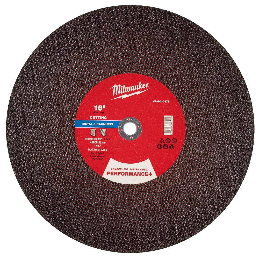16 in. x 1/8 in. x 20mm Performance Plus Metal Cut Off Wheel-Type 1 price history on PriceWatchPro