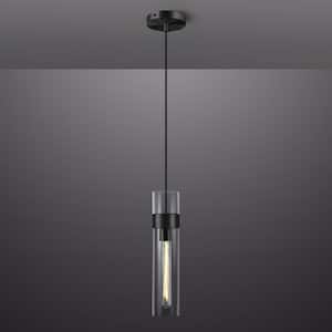 99'' H Adjustable 1-Light Kitchen Island Pendant Light Hanging Lamp, Black Pendant Light with Glass Shade, Modern&Classic