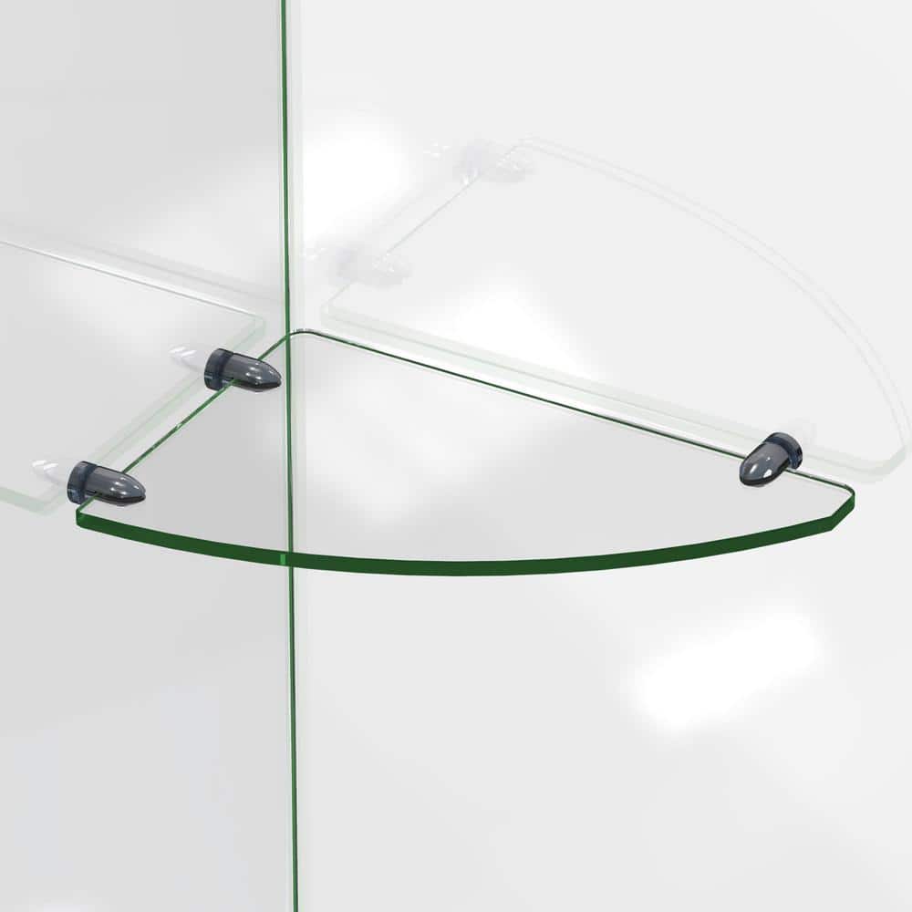 Chrome Floating Corner Glass Wall Shelf