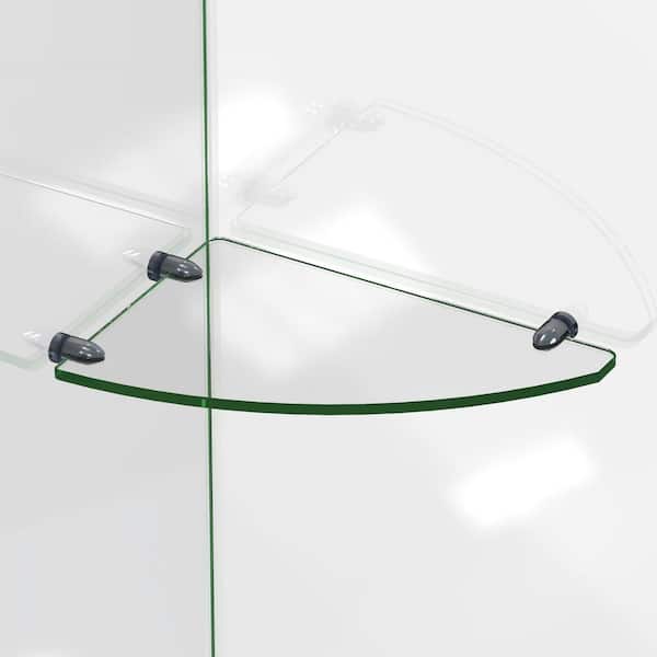 DreamLine GLSH-4100-01 12 in. x 8 in. Corner Glass Shelf in Chrome