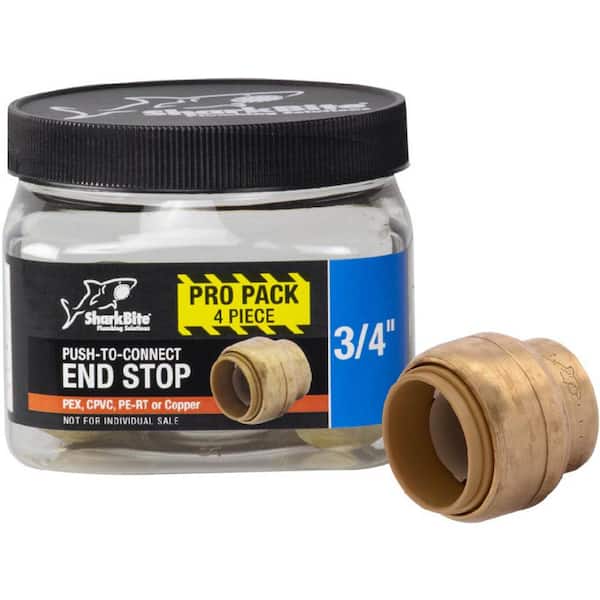 SharkBite 3/4 in. Diameter Push-to-Connect Brass End Stop Fitting Pro Pack (4-Pack)
