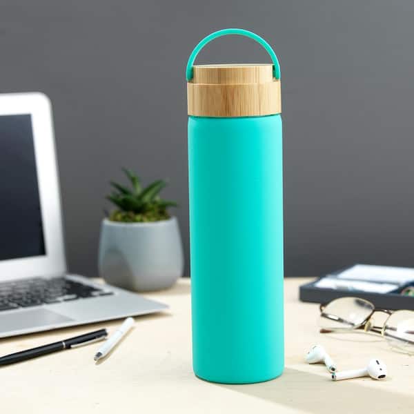 JoyJolt Glass Water Bottle with Carry Strap & Silicone Sleeve - 20 oz - Turquoise