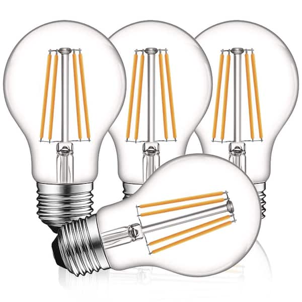 LUXRITE 60-Watt Equivalent A19 Dimmable Edison LED Light Bulbs UL Listed 2700K Warm White (4-Pack)