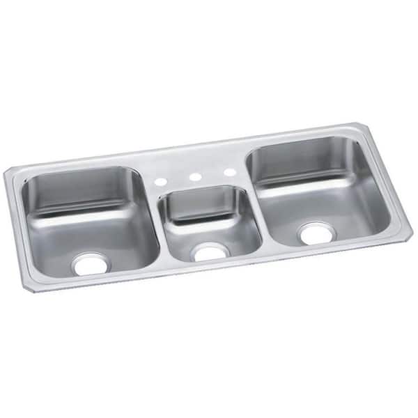 Celebrity 43 in. Drop-in Triple Bowl 20 Gauge Stainless Steel Kitchen Sink