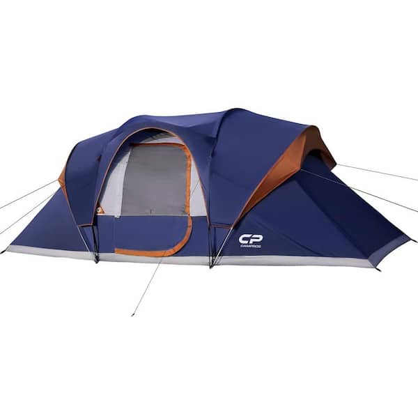 Unbranded Blue 9-Person Water Resistant Family Tent with 4 Large Mesh Windows, Double Layer, Easy Set Up, Portable with Carry Bag