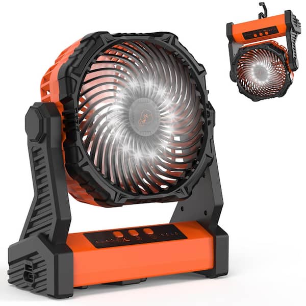 panergy 10000mAh Rechargeable Battery Jobsite Fan with Light & Hook, 270° Pivot, 3 Speeds, for Camping, Power Outage, Jobsite