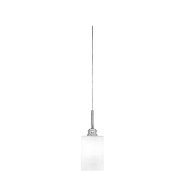 Unbranded Albany 60-Watt 1-Light Brushed Nickel Pendant Mini Pendant Light Square White Muslin Glass and Light Bulb Not Included
