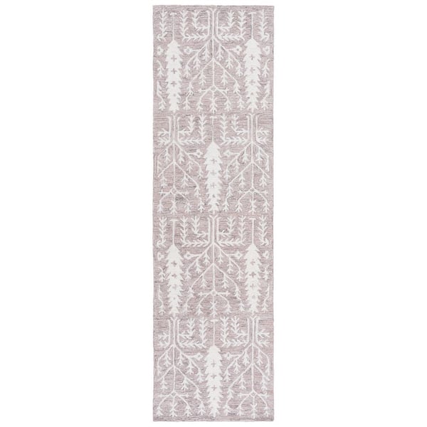 Jardin 2 ft. x 8 ft. Purple/Ivory Geometric Branches Runner Rug