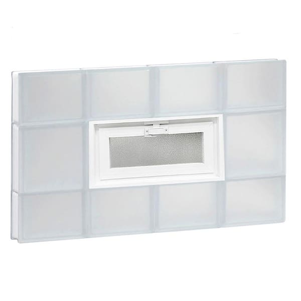 Clearly Secure 31 in. x 19.25 in. x 3.125 in. Frameless Vented Frosted Glass Block Window