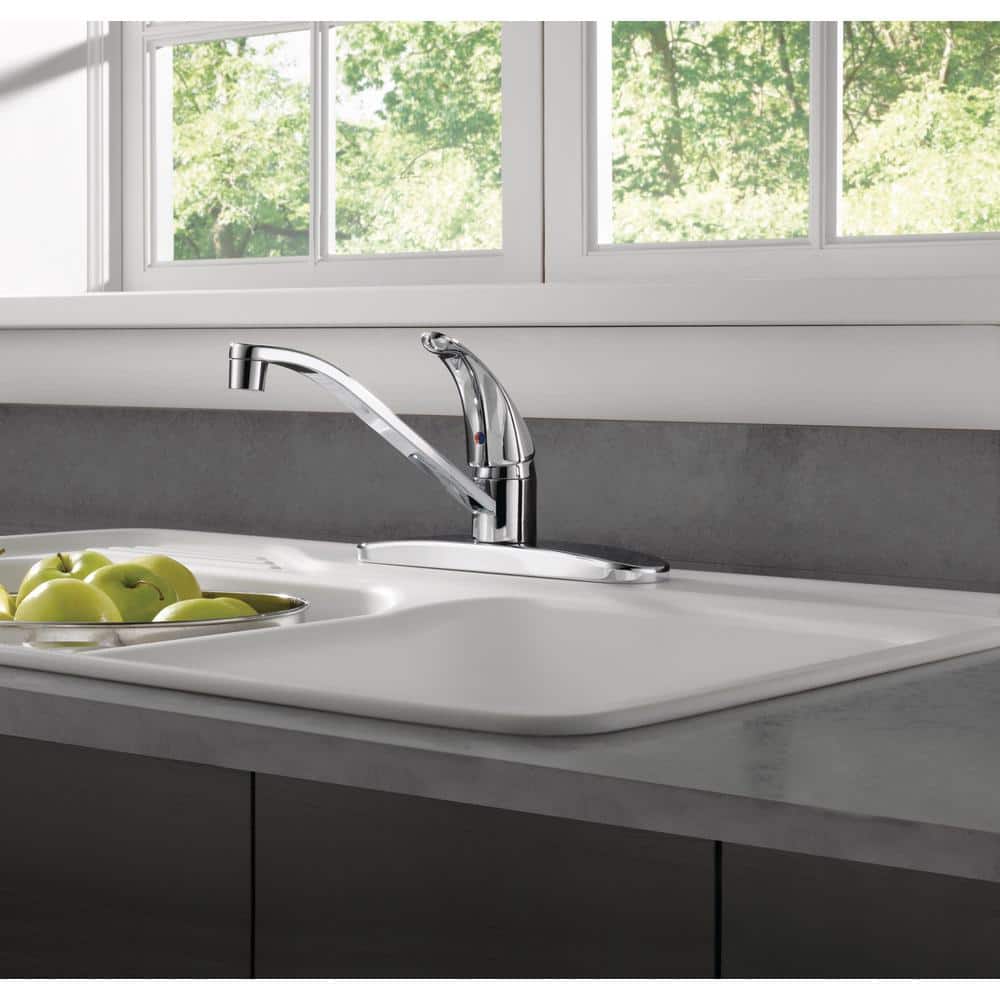 Chrome Single-Handle 3-Hole Kitchen Sink Faucet