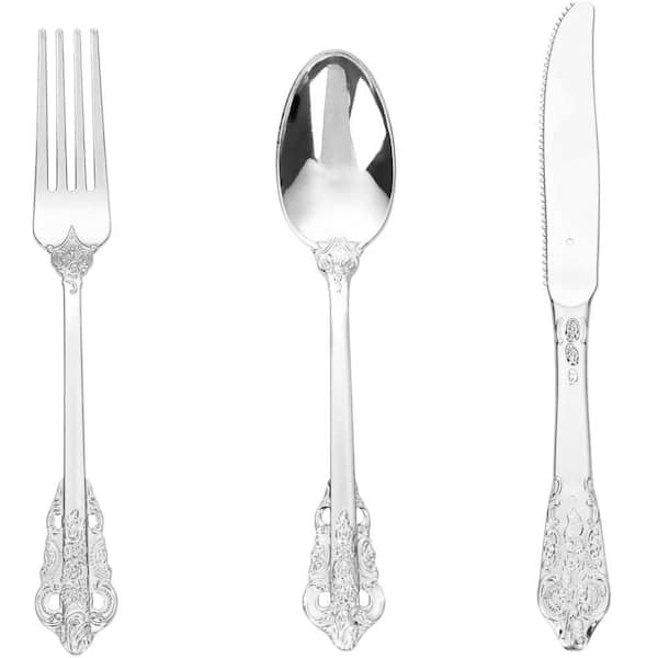 Silver Disposable Plastic Utensil Set (120 Per Case)