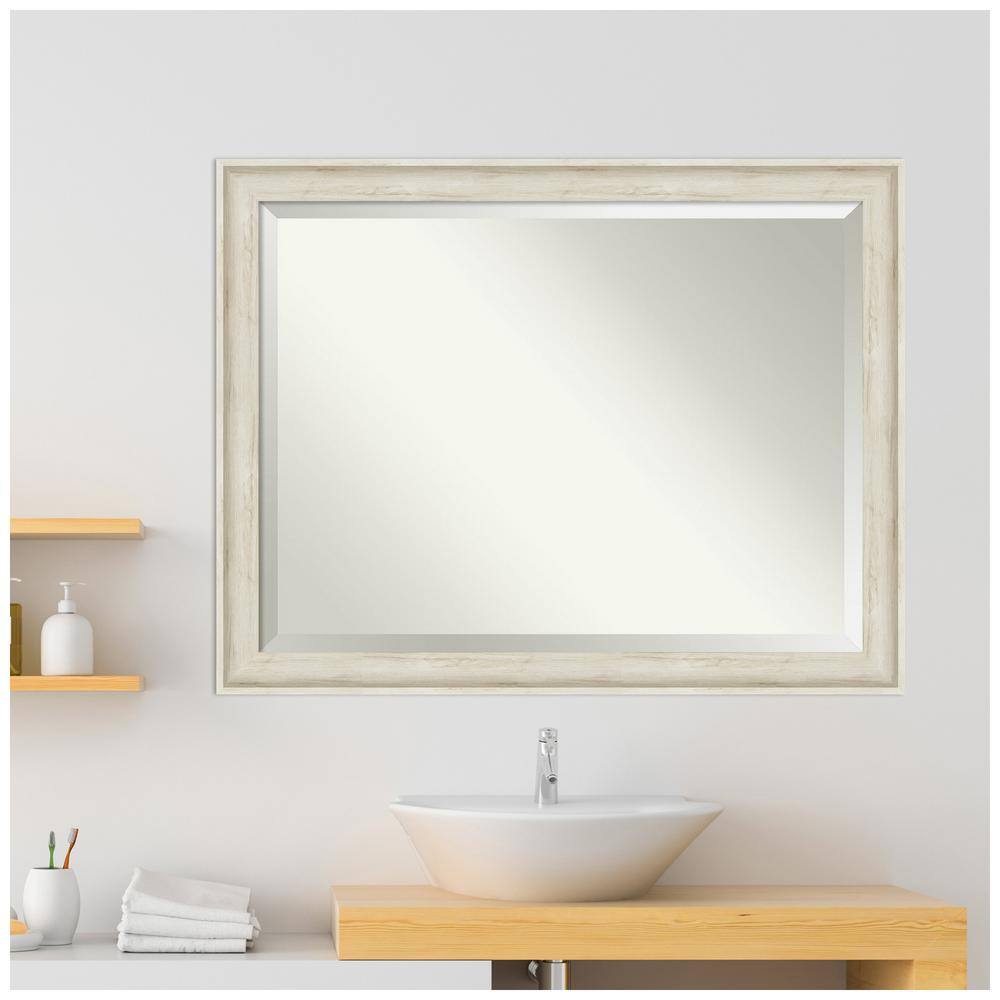 Regal Birch Cream Rustic Rectangular Wall Mirror 41.82" x 52.2"
