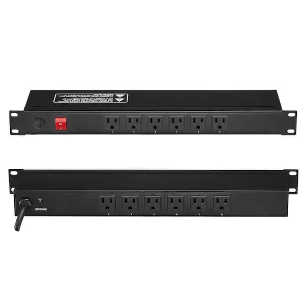 VEVOR 1U PDU 12 Outlets Rack Mount Power Strip Fits Standard Integrated Switch for Home and Office