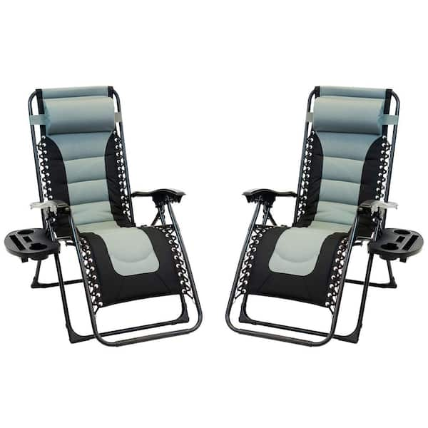 Black Foldable Metal Frame Padded Outdoor Cloth Gravity Chairs