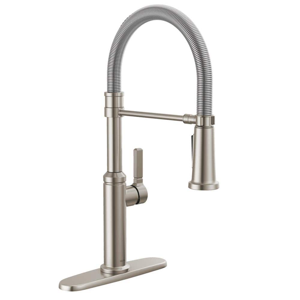 Stainless Steel Commercial Kitchen Faucet with Pull-Down Sprayer