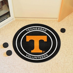 Tennessee Black 2 ft. Round Hockey Puck Accent Rug