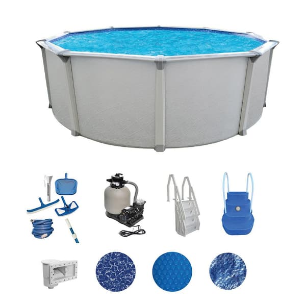 Huntington 15 ft. Round 54 in. Deep Above Ground Hard Sided Deluxe Pool Package