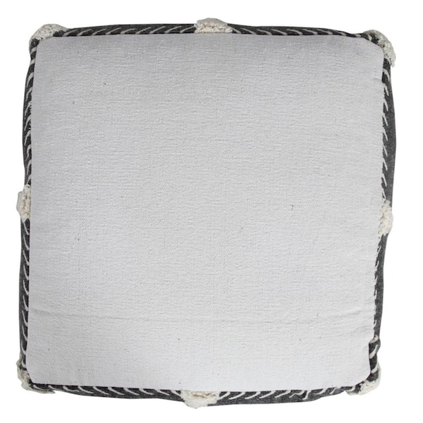 HomeRoots Amelia Black Cotton Square Cube Ottoman