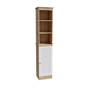 13.39 in. W x 10.24 in. D x 66.93 in. H Brown Linen Cabinet with 1-Door and 3 Open Shelves
