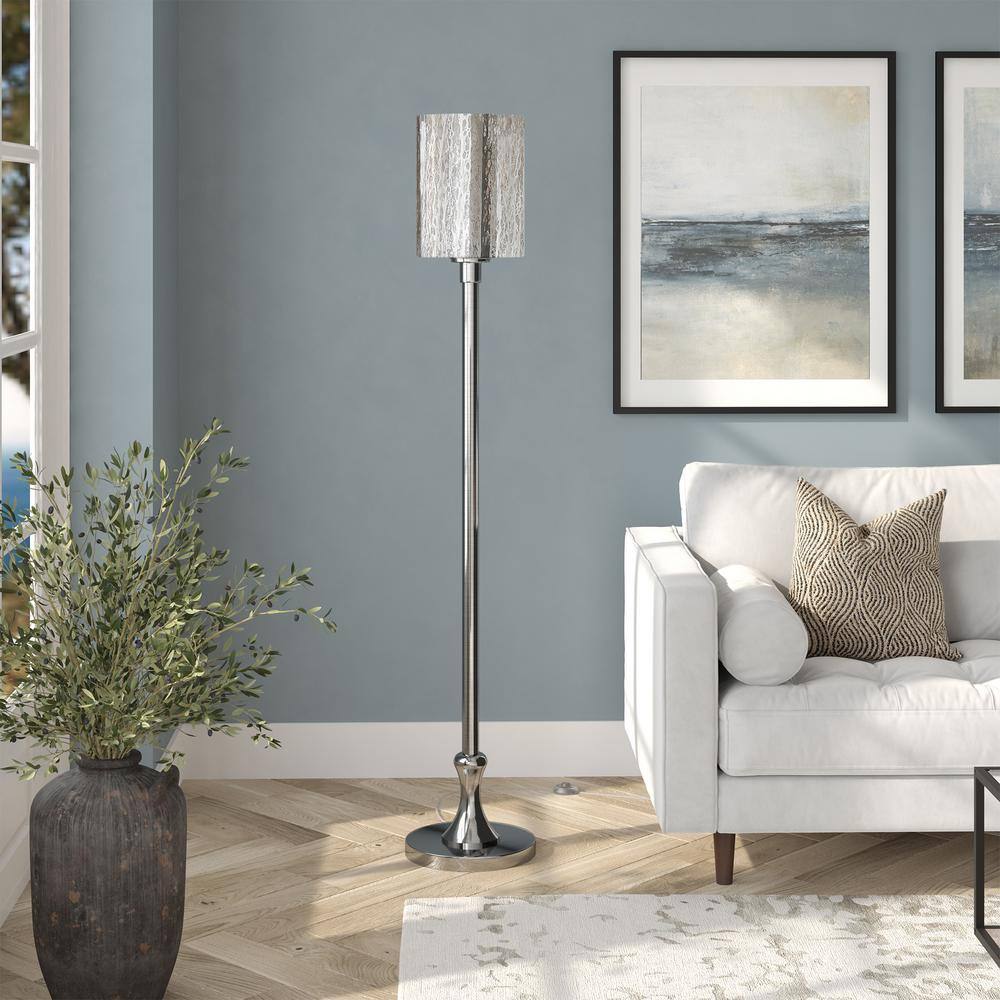 Aurora Adjustable 68'' Silver Mercury Glass Floor Lamp