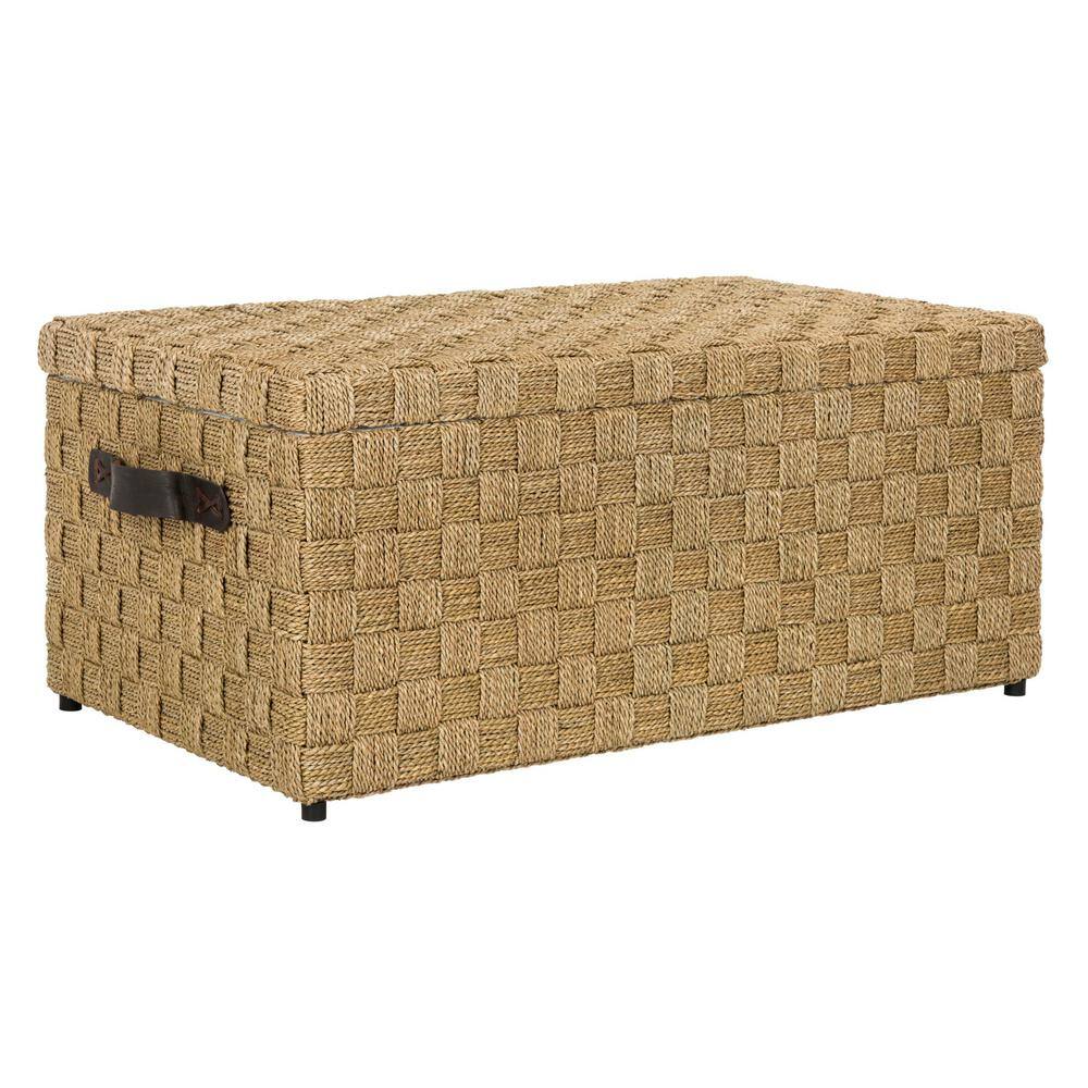 Ashban Coastal Woven Seagrass 39" Coffee Table Trunk in Burlap Brown