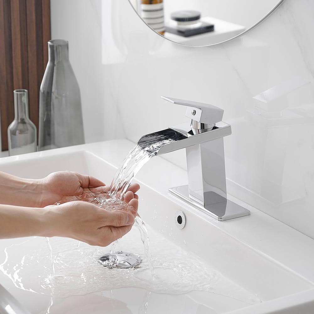 Polished Chrome Waterfall Single-Handle 6.61" Bathroom Faucet