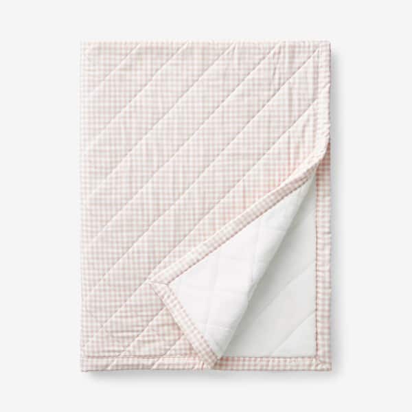 Company Kids Ditsy Gingham Quilted/Sherpa Organic Cotton Percale Stroller Blanket