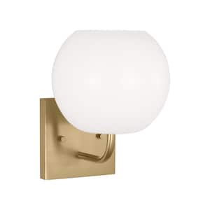 Rory Small 6.825 in. 1-Light Satin Bronze Bathroom Vanity Light with an Opal Glass Shade