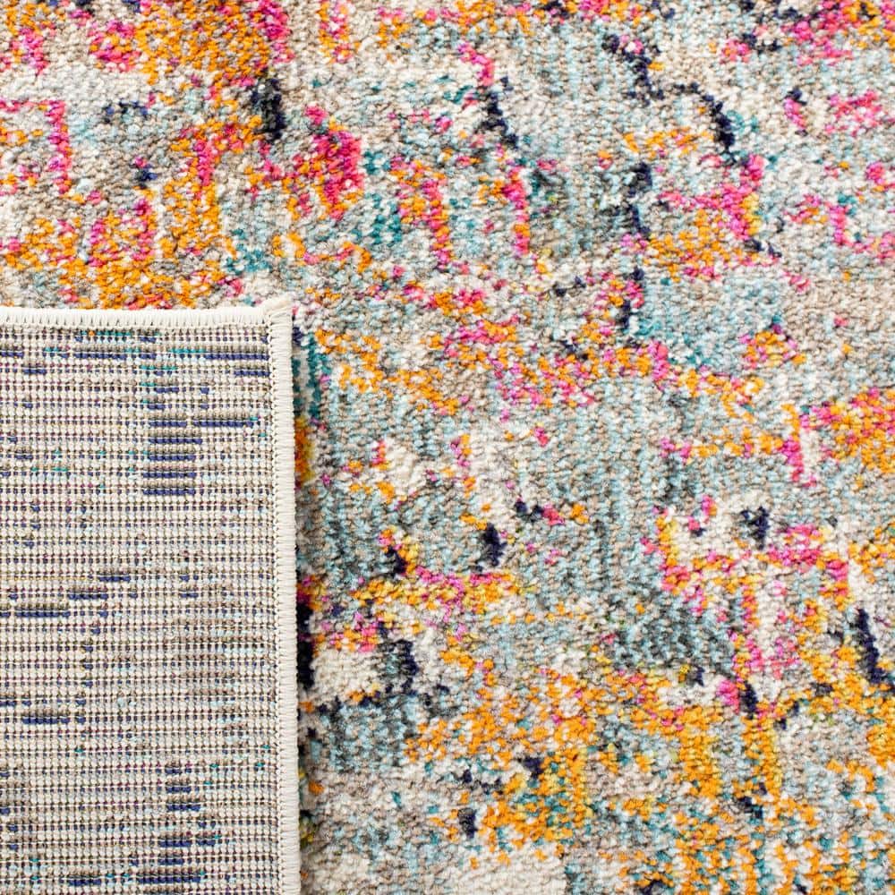 Metro-Mod Grey/Pink Synthetic 2'2" x 10' Runner Rug
