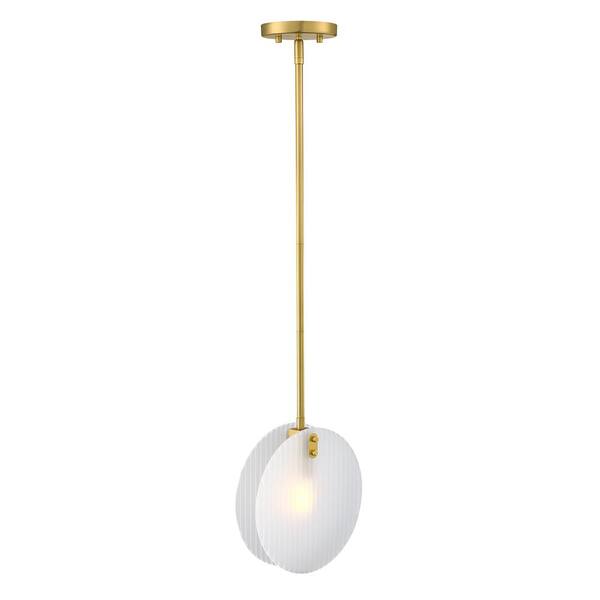Designers Fountain - Sky 60-Watt 1-Light Brushed Gold Transitional Pendant Light with Etched Fluted Glass Shade and No Bulbs Included