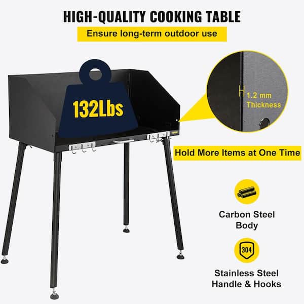 VEVOR 30 in. x 16 in. Carbon Steel Camp Cooking Table Portable