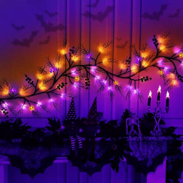 Halloween 6 in. Black Orange Purple Artificial Willow Vine Garland Halloween 6 in. Black Orange Purple Artificial Willow Vine Garland