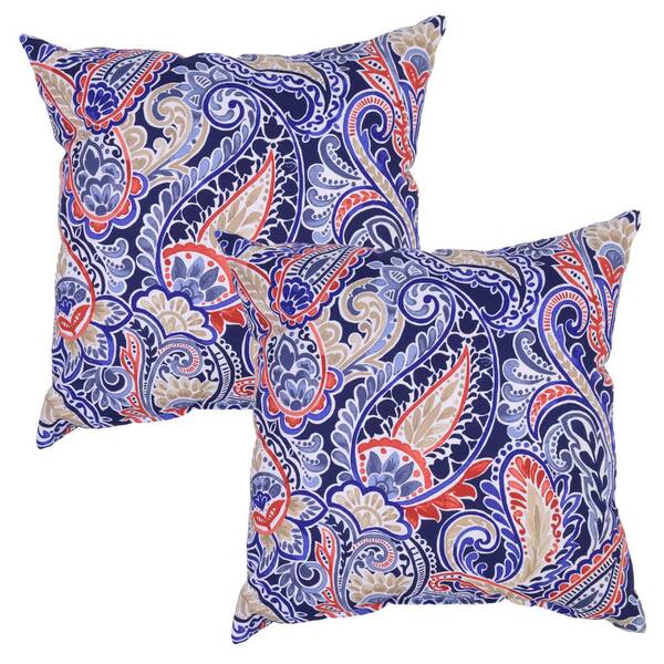 Plantation Patterns Poolside Paisley Square Outdoor Throw Pillow (2-Pack)