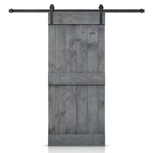 Mid-Bar 28 in. x 84 in. Gray Stained DIY Wood Interior Sliding Barn Door with Hardware Kit