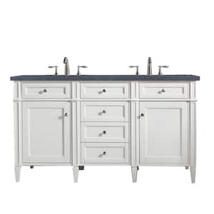 Brittany 60.0 in. W x 23.5 in. D x 34 in. H Bathroom Vanity in Bright White with Charcoal Soapstone Top